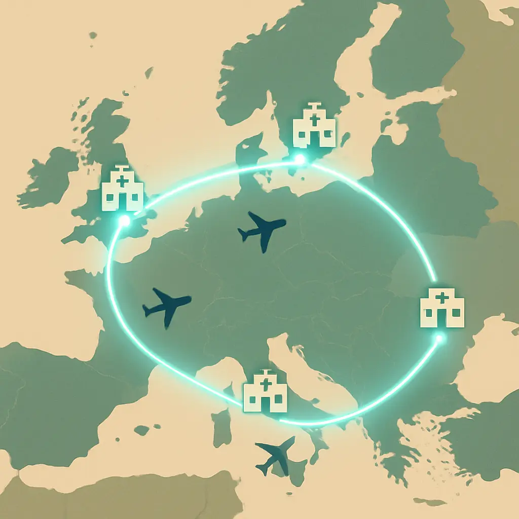 Stylised map of EuroClinics corridors